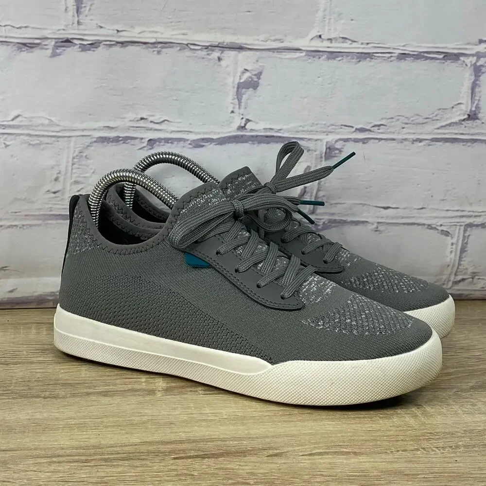 Vessi Gray Knit Athletic Sneakers with White Sole